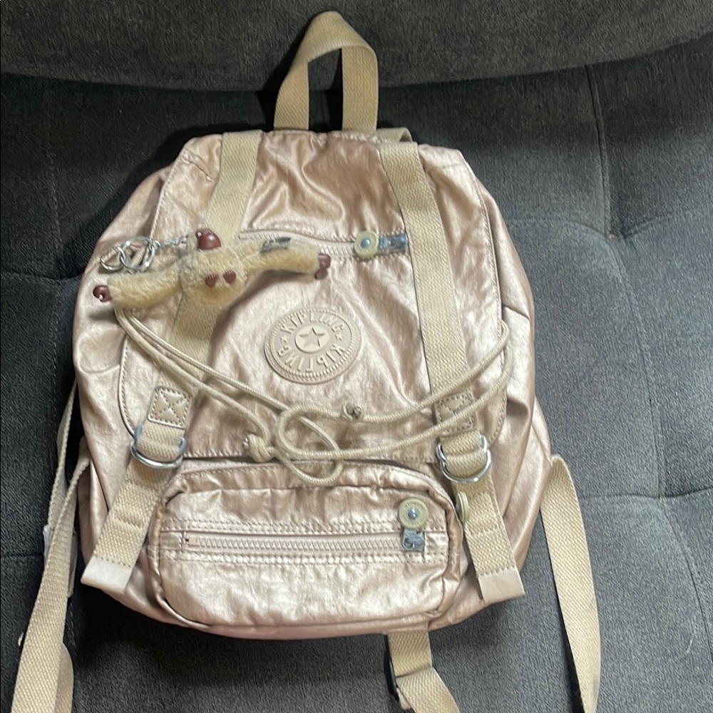 Kipling Silver Tan Bag with Adjustable Straps